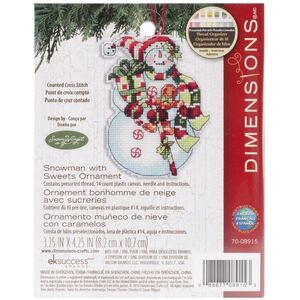 Dimensions SNOWMAN WITH SWEETS ORNAMENT Counted Cross Stitch Kit, 70-08915