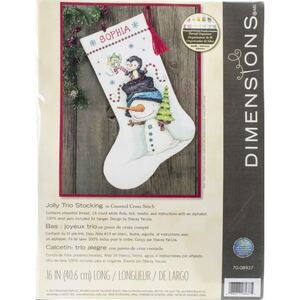 JOLLY TRIO Christmas Stocking Counted Cross Stitch Kit, 40.6cm Long, 70-08937