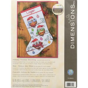 HOLIDAY HOOTIES Christmas Stocking Counted Cross Stitch Kit, 40.6cm Long, 70-08951