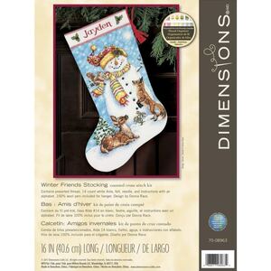 WINTER FRIENDS Christmas Stocking Counted Cross Stitch Kit, 40.6cm Long, 70-08963