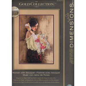 WOMAN WITH BOUQUET Counted Cross Stitch Kit 27.9 x 38.1cm, 70-35274