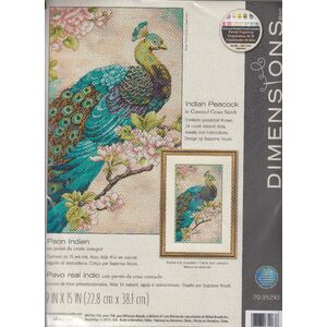 Dimensions INDIAN PEACOCK Counted Cross Stitch Kit 22.8 x 38.1cm #70-35293