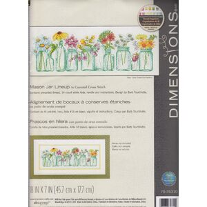 Dimensions Counted Cross Stitch Kit MASON JAR LINEUP 18&quot; x 7&quot; (45.7cm x 17.7cm)