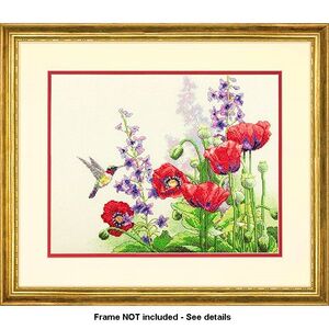 HUMMINGBIRD &amp; POPPIES Counted Cross Stitch Kit 35.5 x 27.9cm #70-35344