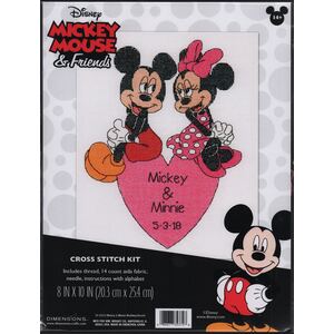 Disney MICKEY &amp; MINNIE WEDDING RECORD Counted Cross Stitch Kit #70-35372