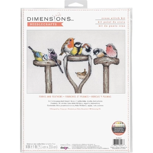 Dimensions FORKS &amp; FEATHERS Counted Cross Stitch Kit, 35.5cm x 22.8cm, 70-35447