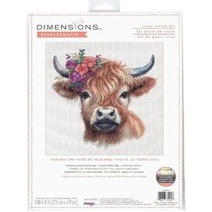 Dimensions HIGHLAND COW Counted Cross Stitch Kit, 27.9cm x 27.9cm, 70-35449