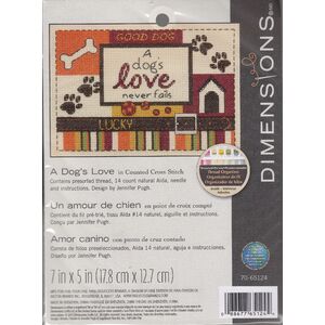 A DOG'S LOVE Counted Cross Stitch Kit, 7" x 5" (17cm x 12cm) 70-65124 by Dimensions