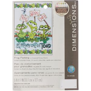 FROG PARKING Counted Cross Stitch Kit 5&quot; x 7&quot; (12.7cm x 17.7cm)