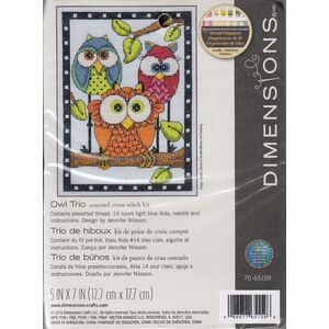 Dimensions OWL TRIO Needlepoint Cross Stitch Kit, 12.7 x 12.7cm 70-65159