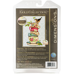 STACKED TEA CUPS Counted Cross Stitch Kit 12.7 x 17.7cm, 70-65171