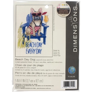 BEACH DAY DOG Counted Cross Stitch Kit 70-65195 by Dimensions