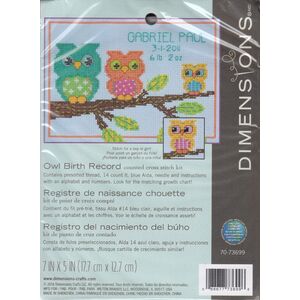 OWL BIRTH RECORD Counted Cross Stitch Kit 17.7 X 12.7cm, 70-73699