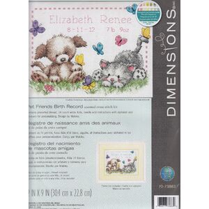 PET FRIENDS BIRTH RECORD Counted Cross Stitch Kit 12&quot; x 9&quot;, 70-73883