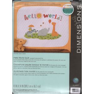 Dimensions HELLO WORLD QUILT Stamped Cross Stitch Kit, 70-75327