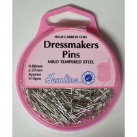 Hemline Dressmakers Pins 27mm x 0.66mm, Approx 310 Pins, High Carbon Steel