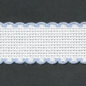 WHITE BABY BLUE EDGE 25mm Wide 14 Count Aida Band (7002-151), Priced per Metre