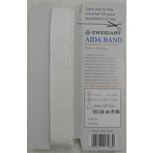 Zweigart White Aida Band 14 Count 2.5cm (1&quot;) Wide, 5 Metre Roll