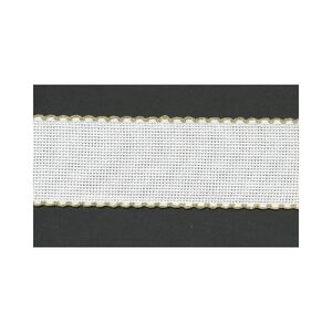 WHITE METALLIC GOLD EDGE 30mm Wide 14 Count Aida Band (7003-181), Priced per Metre