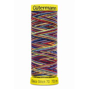 Deco Stitch 70, #9831 MULTI BLUE RED YELLOW 70m Silky Topstitch Thread