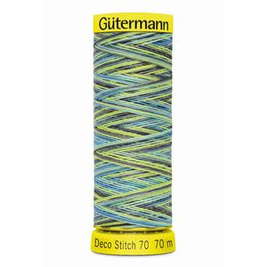 Deco Stitch 70, #9852 MULTI BLUE GREEN 70m Silky Topstitch Thread