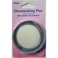 Hemline Dressmaking Pins 25mm x 0.65mm 350 Pins, handy pin Cushion