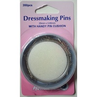 Hemline Dressmaking Pins 25mm x 0.65mm 350 Pins, handy pin Cushion