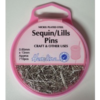 Hemline Sequin / Lills Pins 13 x 0.65mm, Approx 710 Pins, Nickle Plated Steel