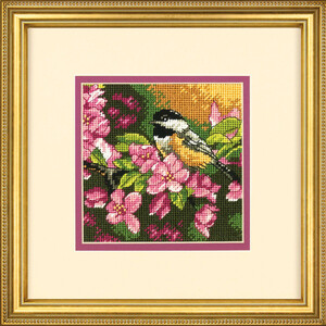 Dimensions CHICKADEE IN PINK Needlepoint Cross Stitch Kit, 71-07244