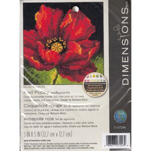 Dimensions RED POPPY Needlepoint Cross Stitch Kit, 12.7 x 12.7cm 71-07246