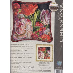 Dimensions Needlepoint Cross Stitch Kit BOUQUET ON BLACK 35.5 x 35.5cm 71-20079