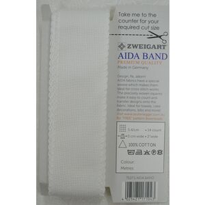 Zweigart White Aida Band 14 Count 5cm Wide Premium Quality Per Metre