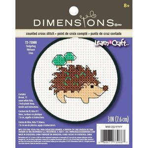 Dimensions HEDGEHOG Learn a Craft Counted Cross Stitch Kit, 7.6cm, 72-73986