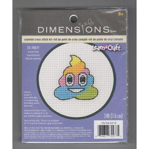 Dimensions UNICORN POOP Counted Cross Stitch Kit, 72-75577 Learn A Craft