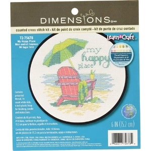 Dimensions MY HAPPY PLACE Counted Cross Stitch Kit, 72-75678 - Learn a Craft Series