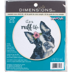 It&#39;s A Ruff Life Hoop Counted Cross Stitch Needlecraft Kit by Dimensions