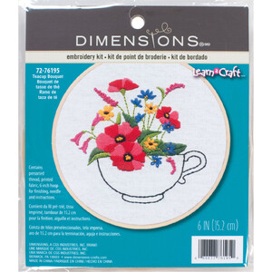 Dimensions TEACUP BOUQUET Stamped Embroidery Kit, 72-76195