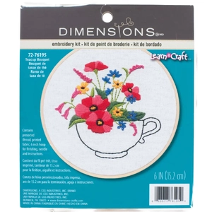 Dimensions TEACUP BOUQUET Stamped Embroidery Kit, 72-76195
