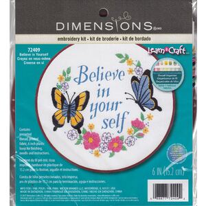 Dimensions BELIEVE IN YOURSELF Stamped Embroidery Kit, Learn A Craft, 72409
