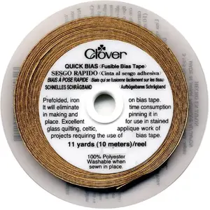 Clover Quick Fusible 4mm Bias Tape METALLIC GOLD, 10 Metre Roll