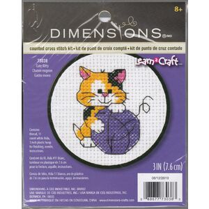 Dimensions Counted Cross Stitch Kit CUTE KITTY, 3&quot;, Learn a Craft