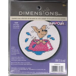 Dimensions  PERKY PUPPY Counted Cross Stitch Kit, 3&quot;, Learn a Craft