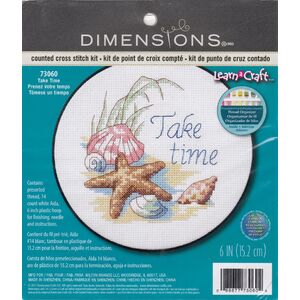 TAKE TIME Counted Cross Stitch Kit 6&quot; (15.2cm) Diameter includes hoop