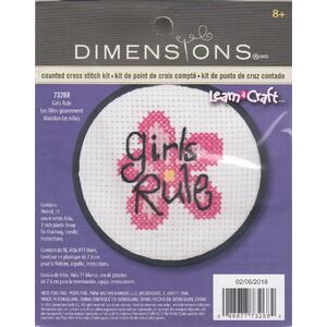 Dimensions GIRLS RULE Learn a Craft Counted Cross Stitch Kit, 7.6cm, 73268