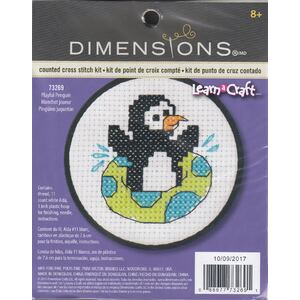 Dimensions PLAYFUL PENGUIN Learn a Craft Counted Cross Stitch Kit, 7.6cm, 73269