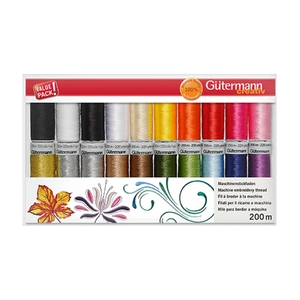 GUTERMANN, Machine Embroidery Thread Pack 20 x 200m Spools