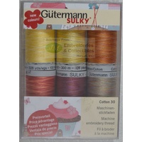 GUTERMANN, Sulky Cotton 30 Thread 6 x 300m Spool Pack, Machine Embroidery Thread