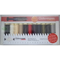 GUTERMANN Sew All Thread Kit, 11 x 100m Spool Pack, Seam Ripper &amp; Hand Gauge