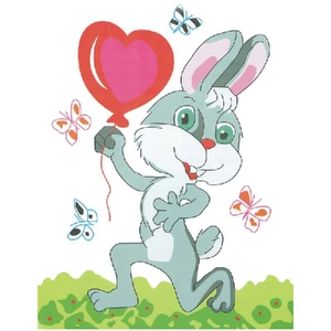 BUNNY Printed Cross Stitch Kit, 20cm x 28cm on Aida Cloth