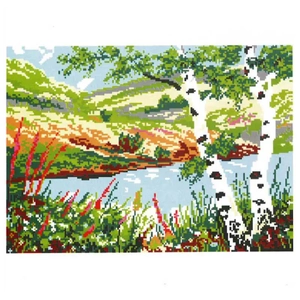STILL WATER Printed Cross Stitch Kit, 20cm x 28cm on Aida Cloth
